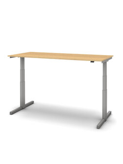 Zit/sta Thuiswerkplek afm. 140x80cm met eiken blad en alu onderstel incl. stekkerdoos.
