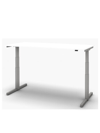 Zit/sta Thuiswerkplek afm. 120x80cm met wit blad en alu onderstel incl. stekkerdoos.
